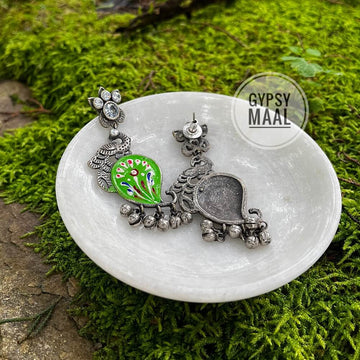 Hand Painted Paisley Earrings (lime green)